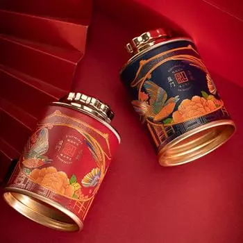 Мини пустая жестяная банка для чая, бытовая герметичная банка для зеленого и черного чая, портативная дорожная маленькая упаковочная коробка для чая, бумажная банка для хранения красный