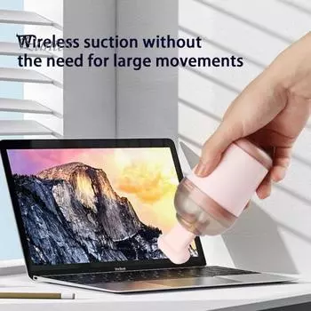 Мини-пылесос USB-зарядка Низкий уровень шума Супер всасывание Беспроводная очистка на 360 градусов Пылеудаление Чувствительная кнопка Пылеудаление крошек Всасывание пылесоса розовый