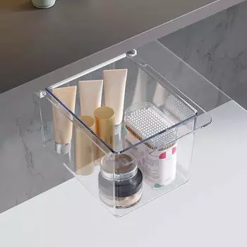 Мини-ящик для ювелирных изделий под столом, коробка для хранения ватных дисков, косметический органайзер для макияжа, прозрачный пластиковый ящик под столом 1pcs