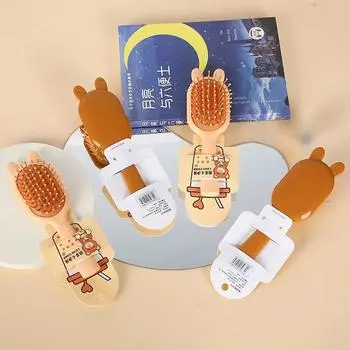 Мини-расческа для медвежьих ушей с подушкой безопасности, коричневая расческа на воздушной подушке, антистатический массаж головы, макароны, парикмахерские, подарок для девочек, забота о здоровье, красота A