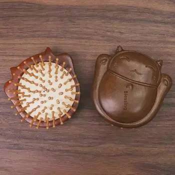 Мини-расческа с милыми животными из сандалового дерева на воздушной подушке для детей