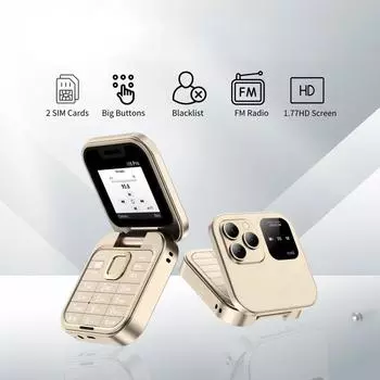 Мини-раскладной мобильный телефон, FM-радио, волшебный голос, черный список, быстрый набор, вибрация, 2 SIM-карты, небольшой дисплей, складной телефон синий