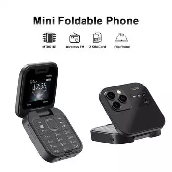 Мини-раскладной мобильный телефон, FM-радио, волшебный голос, черный список, быстрый набор, вибрация, 2 SIM-карты, небольшой дисплей, складной телефон синий