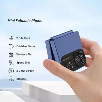 Мини-раскладной мобильный телефон с двумя SIM-картами, 2G GSM, 2,0-дюймовый экран, скоростной набор, волшебный голосовой фонарик, FM-черный список, маленькая раскладушка, запасной телефон Without TF card серый