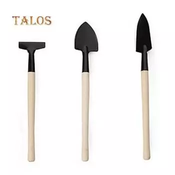 Мини-растение, садовые инструменты для балкона, деревянная ручка, садовая лопата, грабли, лопата, набор из 3 предметов