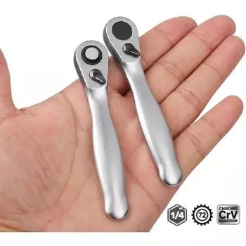 Mini Ratchet Wrench 1/4 Drive Ratchet Handle 72 Teeth Quick Release Socket Spanner Screwdriver Bit Hand Tool Wrench Repair Tools серебряный