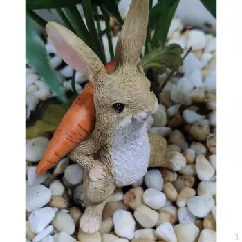 Мини-размер, милая статуя кролика из смолы, украшения для дома и сада, 8,5 см