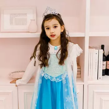 Мини-рецепт платья Снежной богини – синее платье принцессы для дня рождения девочки и вечеринок на Хэллоуин S