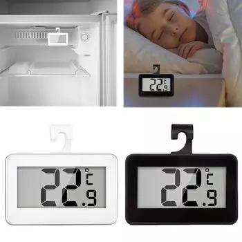Mini Refrigerator Fridge Thermometer Waterproof Room Thermometer with Hook Max/Min Record Function for Kitchen Home Restaurants чёрный