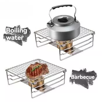 Мини-решетка для гриля, портативная складная плита, держатель для гриля, нагревательный кронштейн для кемпинга, барбекю, пикника на открытом воздухе