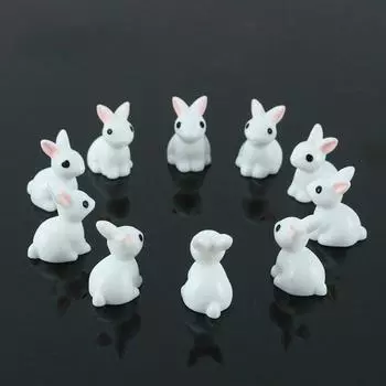 Mini Resin Rabbit Shape Crafts 15pcs Room Decoration Ornaments Micro Landscape Small Animal Cute Gift Crafts 2025