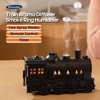 Мини-ретро-поезд в форме аромадиффузора, ультразвуковой увлажнитель воздуха с эфирным маслом и холодным паром, со светодиодной лампой и пультом дистанционного управления EU