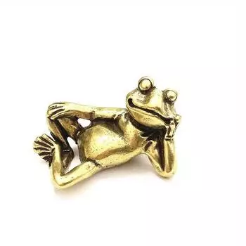 Мини-ретро счастливая латунная статуя лягушки в виде животного украшение стола милый домашний офисный стол изысканная декоративная скульптура карманная ручная игрушка