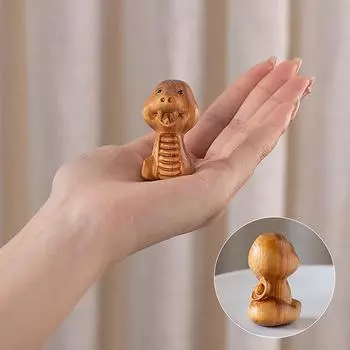 Мини резьба по дереву китайские новогодние украшения в виде змеи зодиакальная статуэтка милая змея декор для офиса декор для рабочего стола украшение для автомобиля 1PC