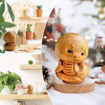 Мини резьба по дереву китайский новогодний змея украшения декор офис животное змея автомобиль милый декабрь I1Y1 snake-1pcs
