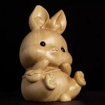 Мини-резьба по дереву, пасхальные украшения в виде кролика, статуэтка со знаком зодиака, милый кролик, украшение для офиса, рабочего стола, украшение автомобиля, подарок на вечеринку 1PC