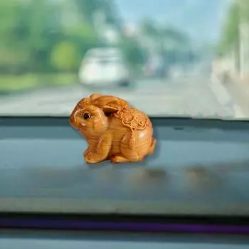 Мини-резьба по дереву пасхальные украшения кролика зодиакальная статуэтка кролика Фу животное декор офисный настольный декор автомобиля подарок на вечеринку 1PC