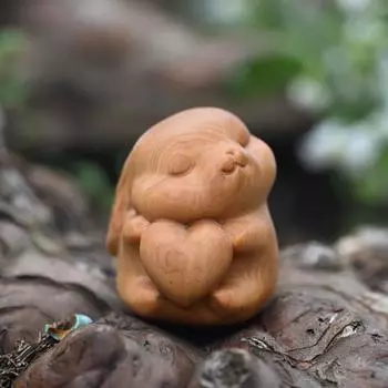 Мини-резьба по дереву, пасхальные украшения в виде кролика, статуэтка со знаком зодиака, кролик любви, декор в виде животного, офисный декор для рабочего стола, украшение автомобиля, подарок на вечеринку 1PC