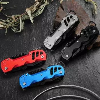 Мини-резак для кемпинга, высокая твердость, многоцелевой дизайн с пряжкой, широкое использование, складной карман, поставка на открытом воздухе красный