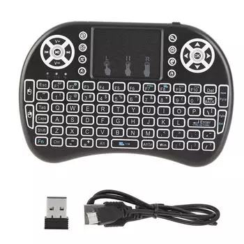 Мини RGB семицветная подсветка Flymouse 2.4G маленькая беспроводная клавиатура с тачпадом