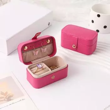 Mini Ring Necklace Case PU Leather Earrings Holder Unique Jewelry Storage Box Travel чёрный
