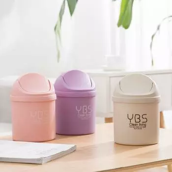 Mini Rolling Cover Desktop Garbage Car Case Ash Urns Can Trash Waste Container Storage Box Bin Basket Dustbin Home синий
