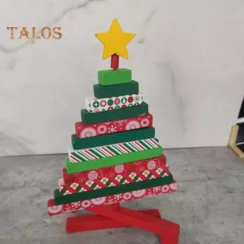 Мини-Рождественская елка из дерева, настольный декор в виде рождественской елки, деревенские зимние праздничные украшения в форме дерева для домашнего декора B