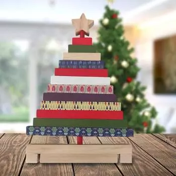 Мини-Рождественская елка из дерева, настольный декор в виде рождественской елки, деревенские зимние праздничные украшения в форме дерева для домашнего декора A