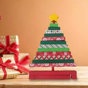 Мини-Рождественская елка из дерева, настольный декор в виде рождественской елки, деревенские зимние праздничные украшения в форме дерева для домашнего декора A