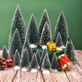 Мини-Рождественская елка из сизаля, шелка, кедра, маленькая рождественская елка для декора домашней комнаты, золотая, серебряная, синяя, зеленая, белая мини-елка 6cm-1pc