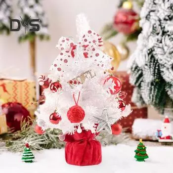 Мини-рождественская елка, настольная мини-вращающаяся рождественская елка, фигурка в коробке, искусственная флокированная елка с огнями для рождественского украшения дома красный