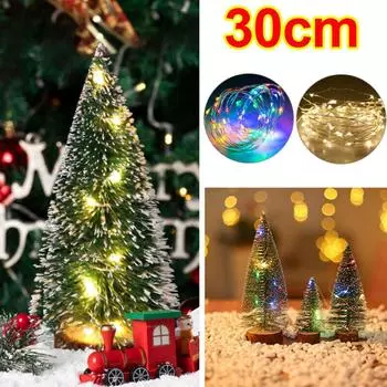 Мини-Рождественская елка со светодиодными лампами, принадлежности для украшения дома и вечеринки, небольшой подарок на фестиваль сосны разноцветный