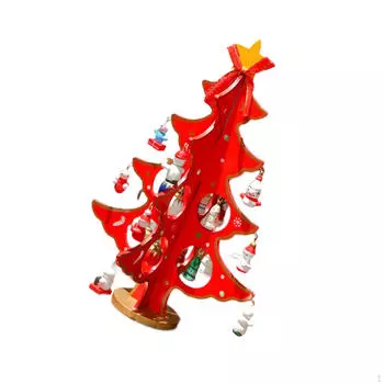 Мини Рождественская елка Украшение для рабочего стола Декор Деревянное уникальное произведение искусства Декоративное Рождество для красный