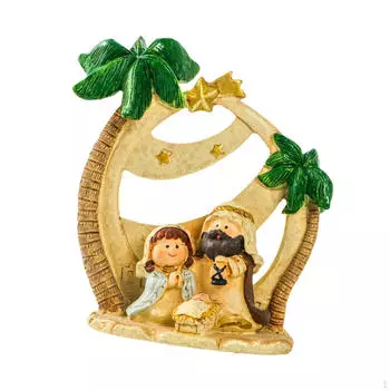 Мини Рождественская фигурка Рождества Статуэтка Святого Семейства Настольная фигурка Миниатюрный набор сцены для Green 10.49x11.5cm