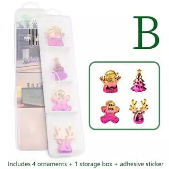 Мини рождественские украшения красочные фигурки из смолы лось дед мороз снеговик рождественские украшения микро пейзаж настольное украшение