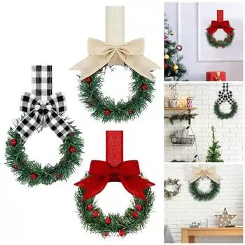 Мини рождественские венки для шкафов венки с лентами банты ягоды искусственные сосновые иголки венки для входной двери окна кухонные шкафы декор B