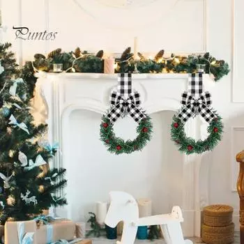 Мини рождественские венки для шкафов венки с лентами банты ягоды искусственные сосновые иголки венки для входной двери окна кухонные шкафы декор D
