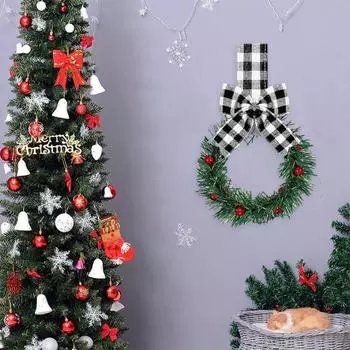 Мини рождественские венки Шкафы Венки с лентами Банты Ягоды Искусственные венки из сосновых иголок D