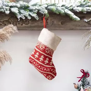 Мини рождественский чулок вязаный праздничный чулок подвесное украшение мини рождественский чулок с лентой