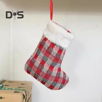 Мини рождественский чулок, вязаный праздничный чулок, подвесное украшение, мини рождественский чулок с лентой-шнурком для рождественской вечеринки, домашний декор B
