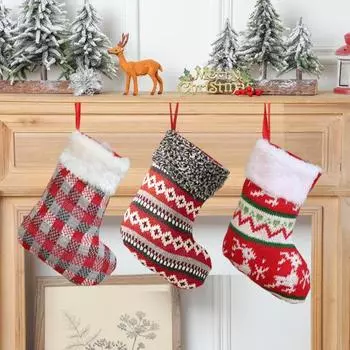 Мини рождественский чулок вязаный праздничный чулок подвесное украшение мини рождественский чулок