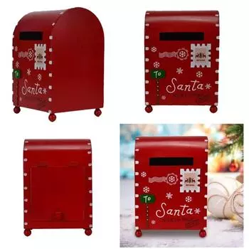 Мини-рождественский почтовый ящик, конверт, небольшой металлический почтовый ящик, почтовый ящик, контейнер для хранения, украшения, реквизит для вечеринки, декор, принадлежности красный