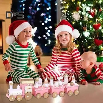 Мини-рождественский поезд, деревянный поезд, украшение с мини-снеговиками, Санта-Клаус, рождественский поезд, украшение стола, игрушечный поезд, подарки для детей A