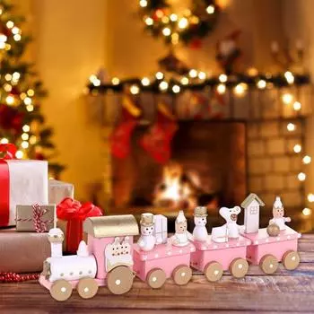 Мини-рождественский поезд Yousheng, деревянный поезд, украшение с мини-снеговиками, Санта-Клаус, рождественский поезд, украшение стола, игрушечный поезд, подарки для детей A
