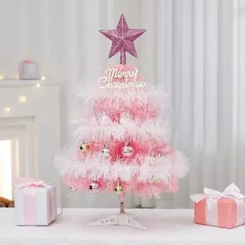Мини-розовая рождественская елка 45 см/60 см рождественские украшения с украшениями и модными праздничными настольными украшениями в подарок