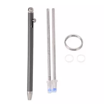 Мини-ручка-брелок из титанового сплава, портативная карманная ручка, мини-ручка-брелок для путешествий, серая Gray
