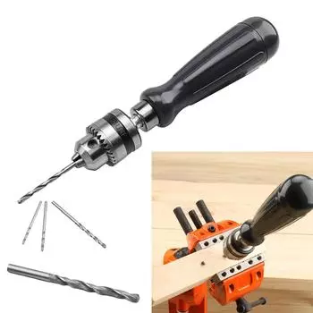 Мини-ручная дрель с бесключевым патроном, вращающиеся инструменты, сверла по дереву, набор сверл 1,5/2,0/3,0/4,0/5,0 мм, руководство