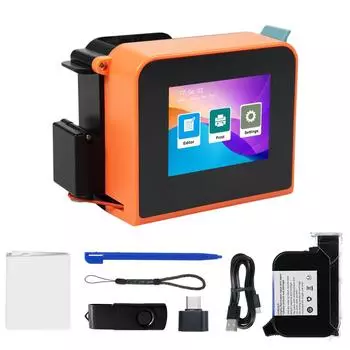Мини-ручной принтер Bisofice Портативный струйный принтер Струйный принтер высокого разрешения 600 точек на дюйм Кодовый принтер оранжевый
