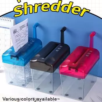 Мини ручной уничтожитель бумаг формата А6, уничтожитель офисных документов, квитанций, билетов, плотный картон, машина для резки 17X15X9.5 см чёрный