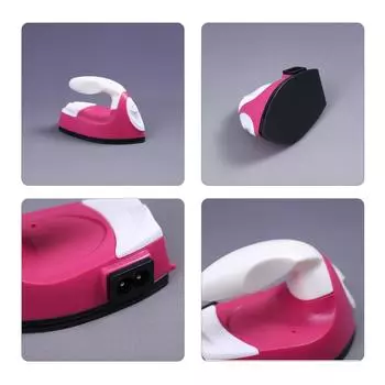 Мини-ручной утюг для одежды с антипригарным покрытием, портативный электронный утюг для рукоделия и рукоделия с американской вилкой розовый